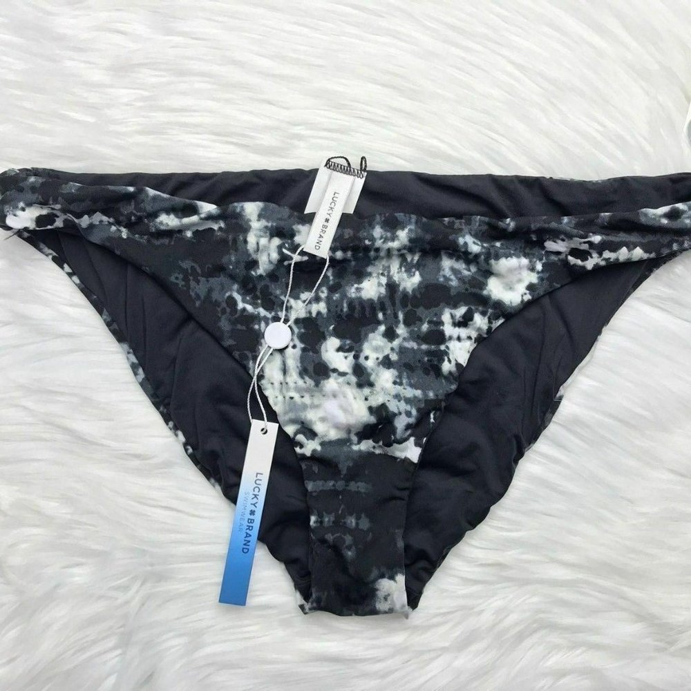 Lucky Brand Tie-Dyed Hipster Bikini Bottom Black L - Picture 2 of 5